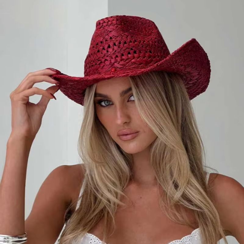 Sombrero de vaquero rojo pinta - Cowboy Hat Straw reseña y precio